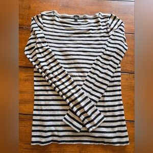 J. Crew Black and Gray Striped Knit Top
